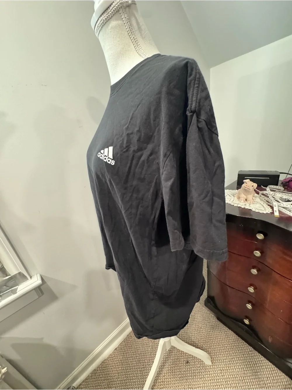 adidas Black Short Sleeve Tee with White Logo